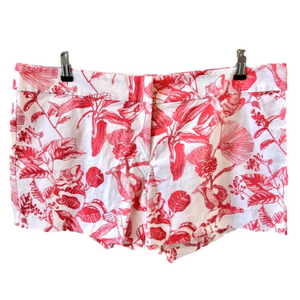 Persifor Kelley Berry & White Size 12 Shorts Floral Toile Print NEW